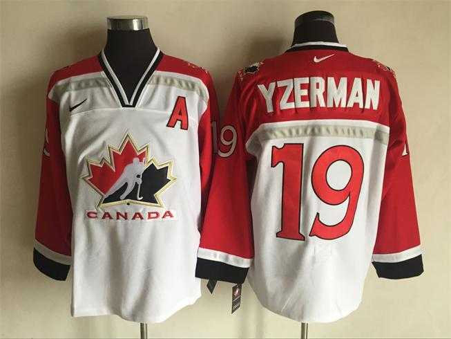 Team Canada #19 Steve Yzerman White-Red Nike Throwback Stitched NHL Jersey
