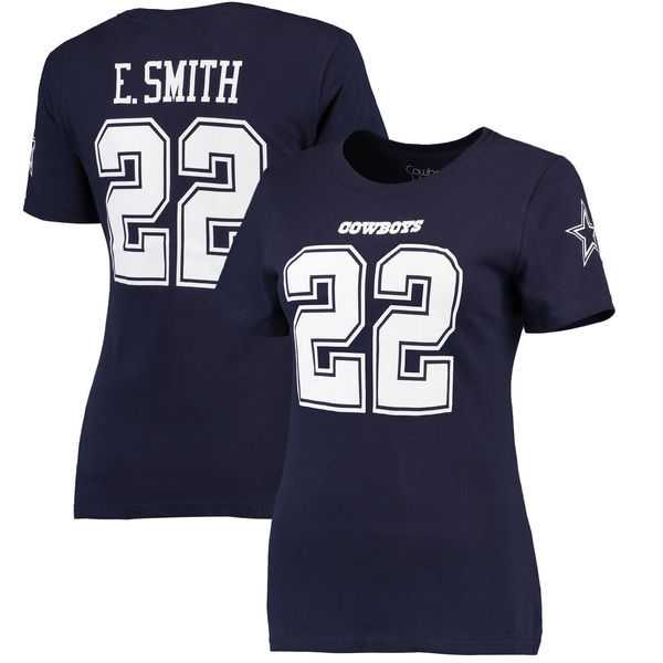 WOMEN DALLAS COWBOYS #22 EMMITT SMITH NAVY RETIRED PLAYER NAME & NUMBER T-SHIRT