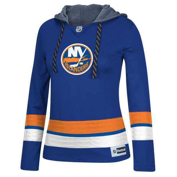 Women New York Islanders Blank (No Name & Number) Light Blue Stitched NHL Pullover Hoodie WanKe
