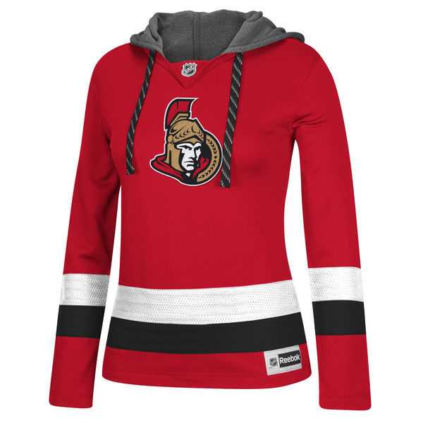 Women Ottawa Senators Blank (No Name & Number) Red Stitched NHL Pullover Hoodie WanKe