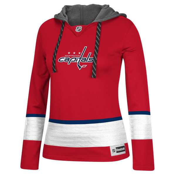 Women Washington Capitals Blank (No Name & Number) Red Stitched NHL Pullover Hoodie WanKe