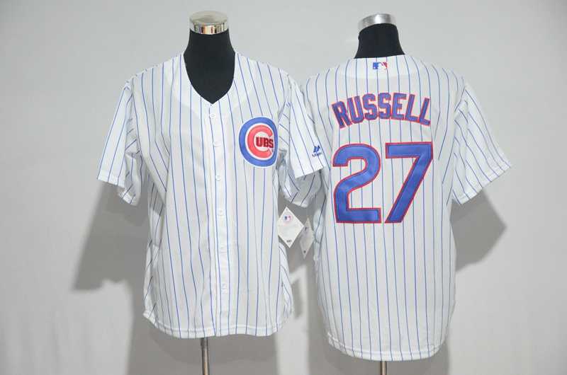 Youth Chicago Cubs #27 Addison Russell White New Cool Base Stitched Jersey