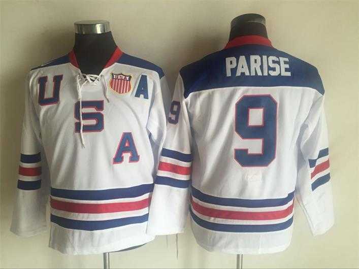 Youth Team USA #9 Parise White Olympic Throwback Stitched NHL Jersey