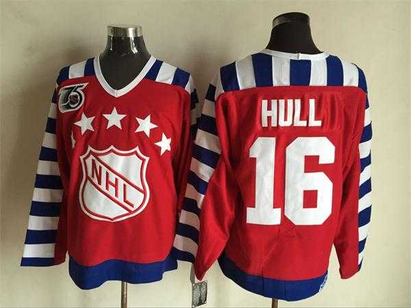 NHL All Star #16 Hull Red CCM Throwback 75TH Stitched NHL Jerseys