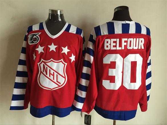 NHL All Star #30 Belfour Red CCM Throwback 75TH Stitched NHL Jerseys