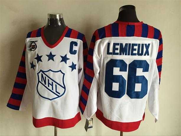 NHL All Star #66 Mario Lemieux White CCM Throwback 75TH Stitched NHL Jerseys