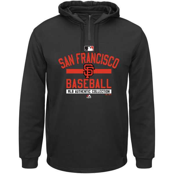 Men's San Francisco Giants Majestic AC Team Property On-Field Solid Therma Base Hoodie - Black
