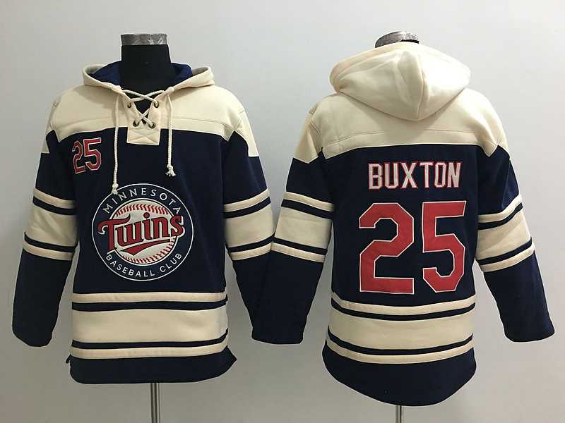 Minnesota Twins #25 Byron Buxton Navy Blue Sawyer Hooded Sweatshirt MLB Hoodie
