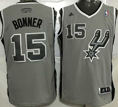 San Antonio Spurs #15 Matt Bonner Grey Stitched NBA Jersey