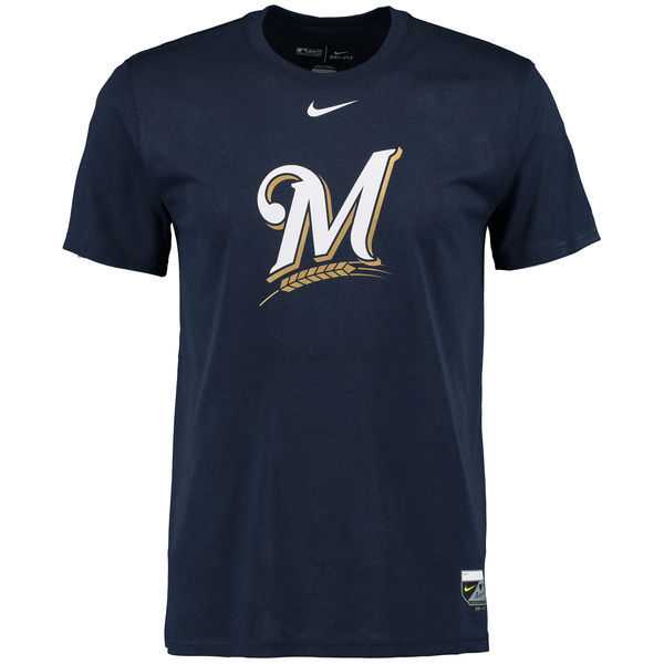 Milwaukee Brewers Nike Collection Legend Logo 1.5 Performance WEM T-Shirt - Navy Blue
