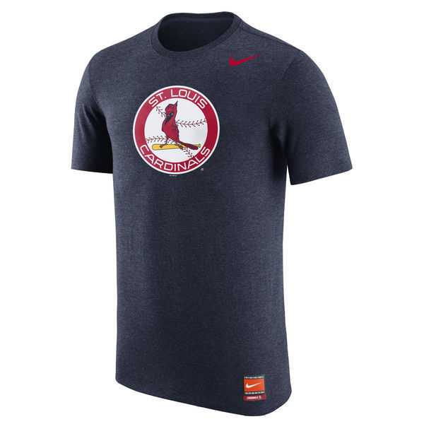 St. Louis Cardinals Nike Cooperstown Retro Logo Tri-Blend WEM T-Shirt - Navy Blue