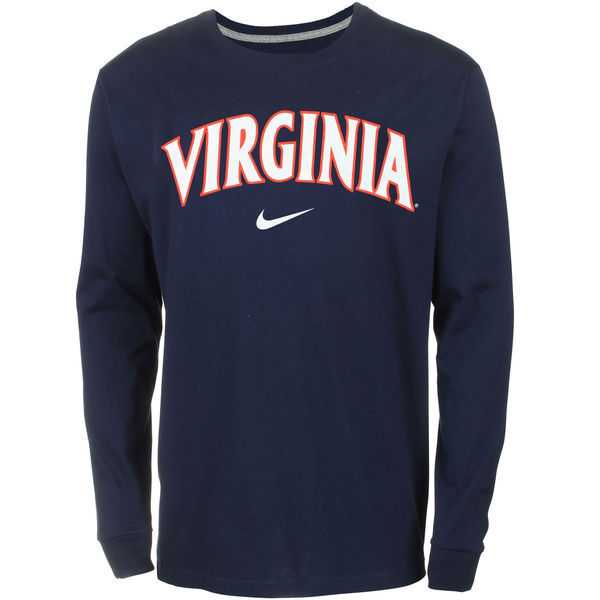 Virginia Cavaliers Nike Wordmark Long Sleeve WEM T-Shirt - Navy Blue