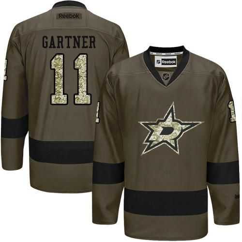 Glued Dallas Stars #11 Mike Gartner Green Salute to Service NHL Jersey