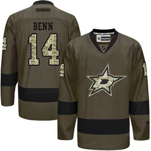 Glued Dallas Stars #14 Jamie Benn Green Salute to Service NHL Jersey