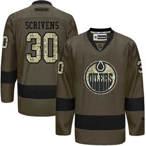 Glued Edmonton Oilers #30 Ben Scrivens Green Salute to Service NHL Jersey