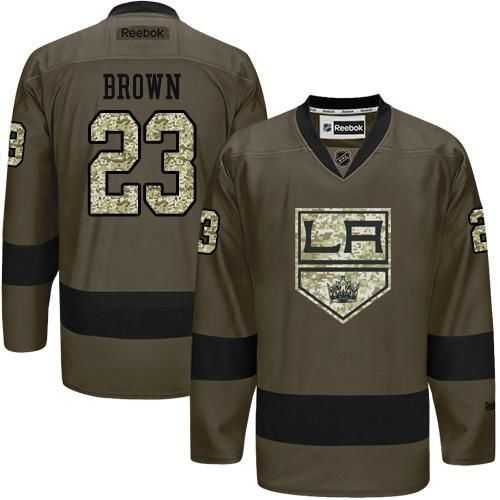 Glued Los Angeles Kings #23 Dustin Brown Green Salute to Service NHL Jersey