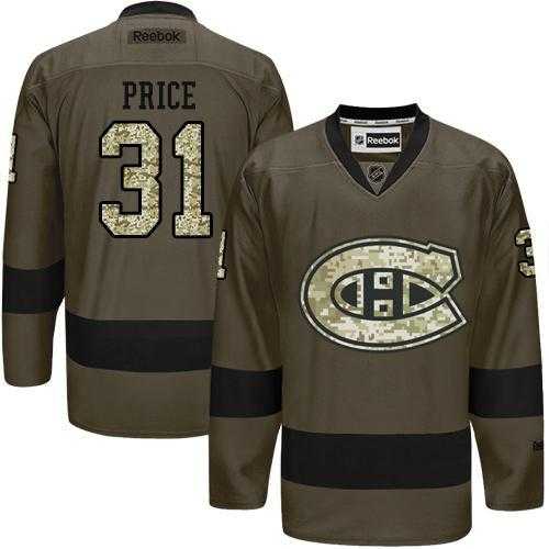 Glued Montreal Canadiens #31 Carey Price Green Salute to Service NHL Jersey