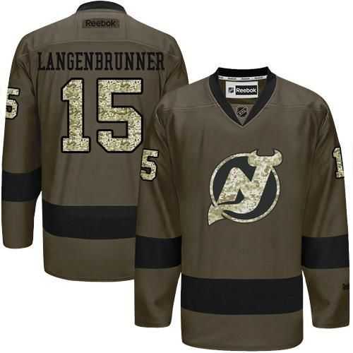 Glued New Jersey Devils #15 Langenbrunner Green Salute to Service NHL Jersey