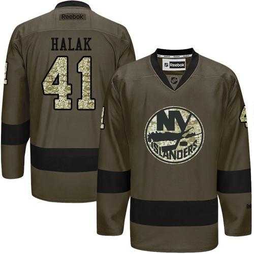 Glued New York Islanders #41 Jaroslav Halak Green Salute to Service NHL Jersey