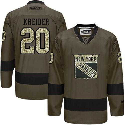 Glued New York Rangers #20 Chris Kreider Green Salute to Service NHL Jersey