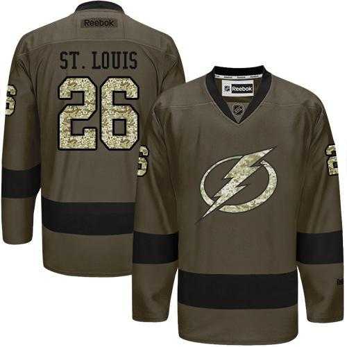 Glued Tampa Bay Lightning #26 Martin St. Louis Green Salute to Service NHL Jersey