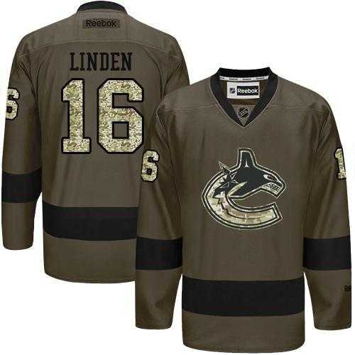 Glued Vancouver Canucks #16 Trevor Linden Green Salute to Service NHL Jersey