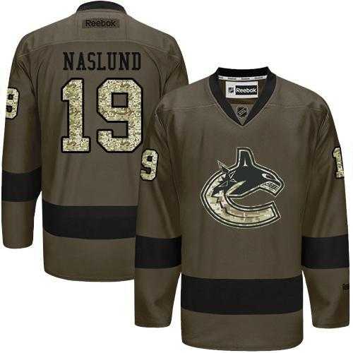 Glued Vancouver Canucks #19 Markus Naslund Green Salute to Service NHL Jersey