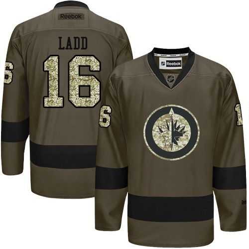 Glued Winnipeg Jets #16 Andrew Ladd Green Salute to Service NHL Jersey