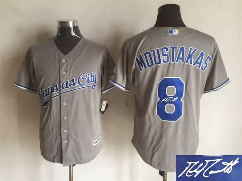 Majestic Kansas City Royals #8 Mike Moustakas Gray Stitched Signature Edition Jersey