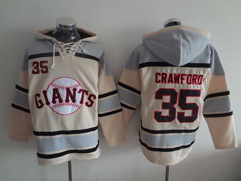 San Francisco Giants #35 Brandon Crawford Cream Sawyer Hooded Sweatshirt MLB Hoodie