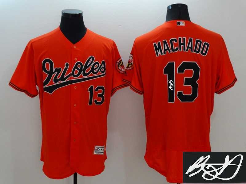 Baltimore Orioles #13 Manny Machado Orange 2016 Flexbase Collection Signature Edition Jersey