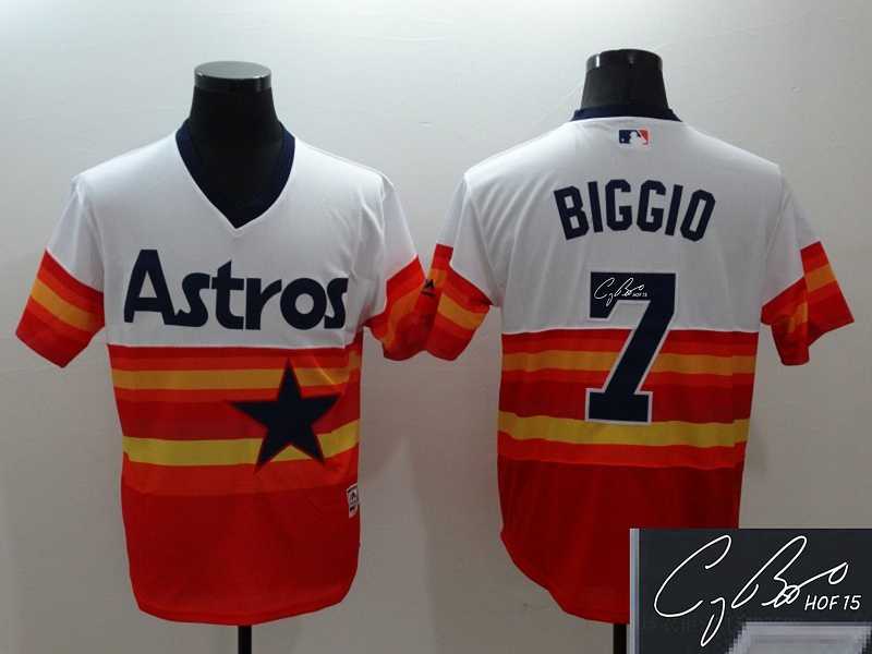 Houston Astros #7 Craig Biggio White Orange 2016 Flexbase Collection Cooperstown Signature Edition Jersey