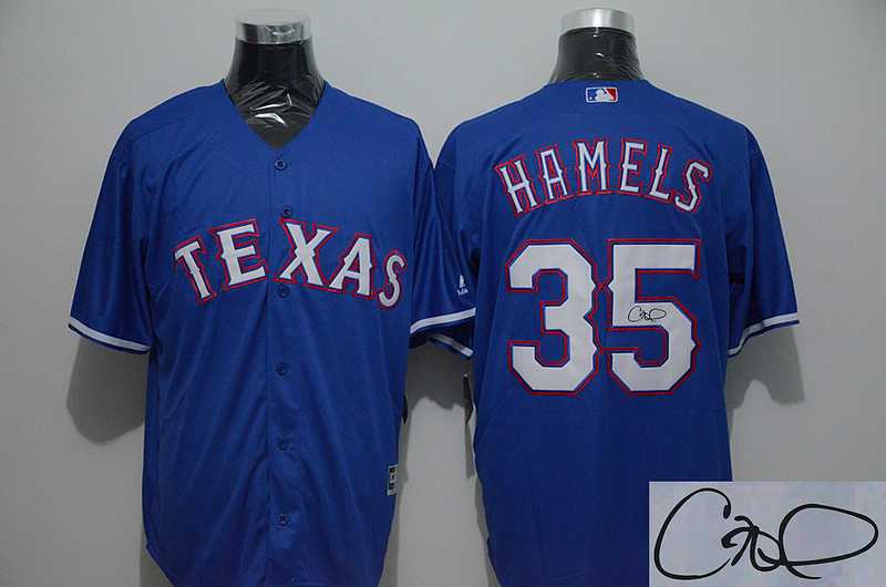 Texas Rangers #35 Cole Hamels Blue New Cool Base Signature Edition Jersey