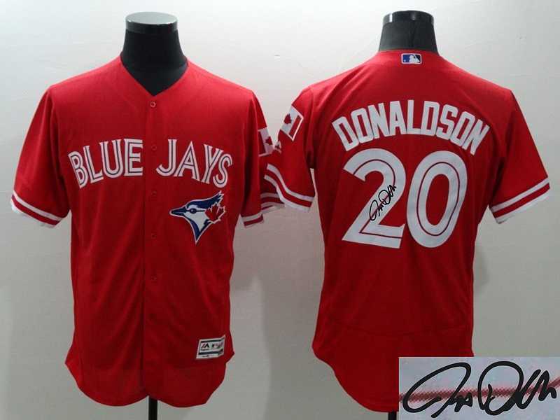 Toronto Blue Jays #20 Josh Donaldson Red 2016 Flexbase Collection Canada Day Signature Edition Jersey