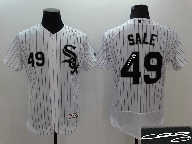 Chicago White Sox #49 Chris Sale White (Black Strip) Flexbase Collection Signature Edition Jersey