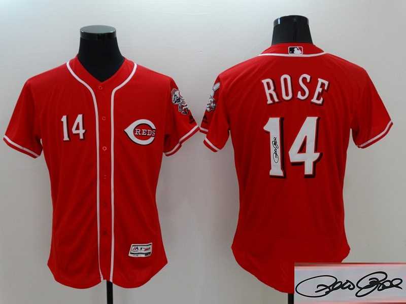 Cincinnati Reds #14 Pete Rose Red Flexbase Collection Cooperstown Stitched Signature Edition Jersey