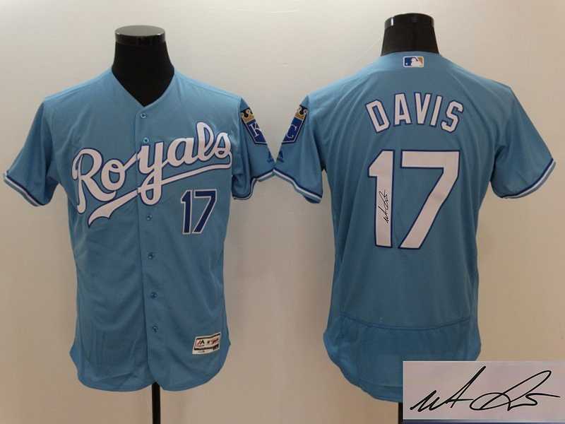 Kansas City Royals #17 Wade Davis Light Blue Flexbase Collection Stitched Signature Edition Jersey