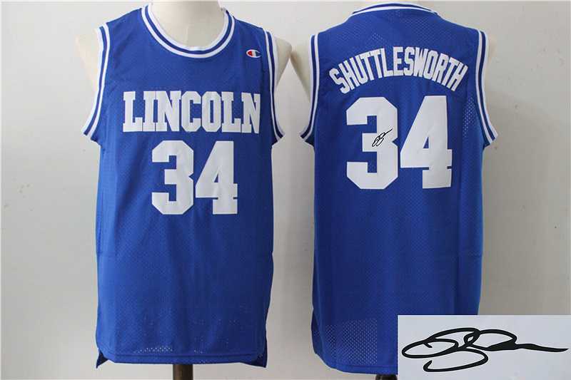 Lincoln He Got Game #34 Jesus Shuttlesworth Blue Stitched Basketball Signature Edition Jersey
