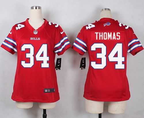 Glued Women Nike Buffalo Bills #34 Thurman Thomas Red Team Color Game Jersey WEM