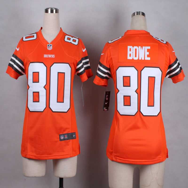 Glued Women Nike Cleveland Browns #80 Bowe Orange Team Color Game Jersey WEM