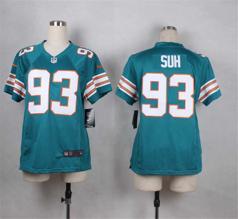 Glued Women Nike Miami Dolphins #93 Suh 2015 Green Team Color Team Color Game Jersey WEM