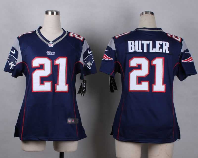Glued Women Nike New England Patriots #21 Malcolm Butler Navy Blue Team Color Game Jersey WEM