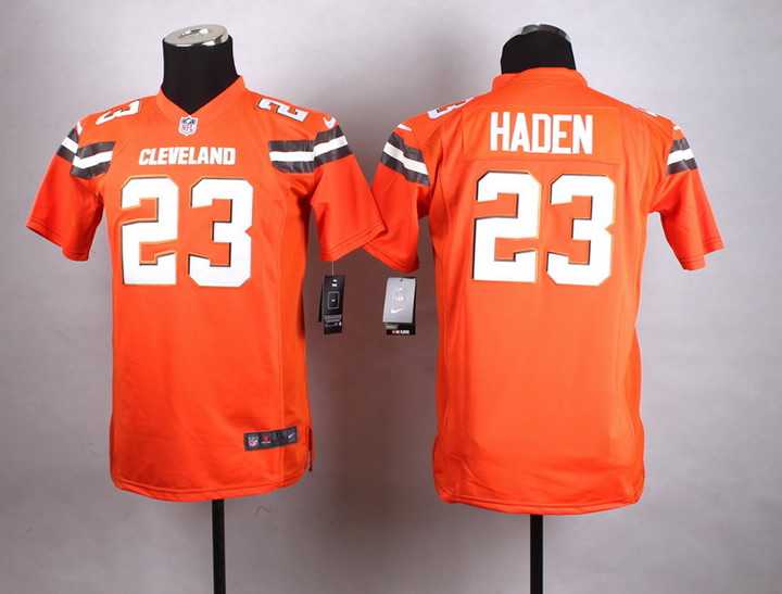 Glued Youth Nike Cleveland Browns #23 Joe Haden 2015 Orange Team Color Game Jersey WEM