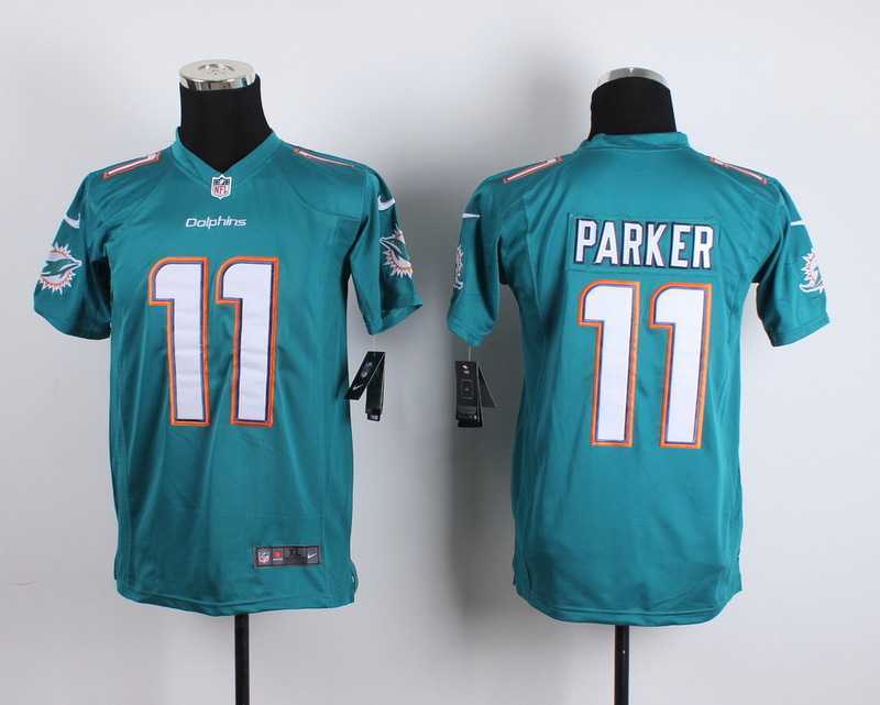 Glued Youth Nike Miami Dolphins #11 DeVante Parker Green Team Color Game Jersey WEM