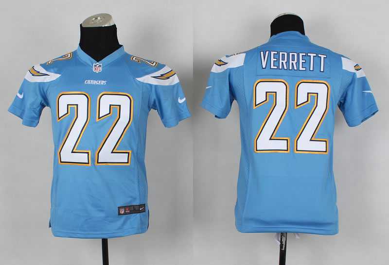 Glued Youth Nike San Diego Chargers #22 Verrett Light Blue Team Color Game Jersey WEM