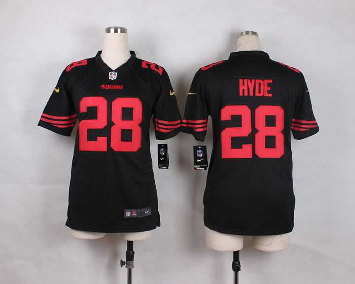 Glued Youth Nike San Francisco 49ers #28 Carlos Hyde 2015 Black Team Color Game Jersey WEM