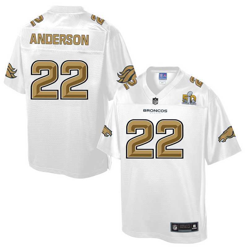 Printed Women Nike Denver Broncos #22 C.J. Anderson White NFL Pro Line Super Bowl 50 Fashion Game Jersey