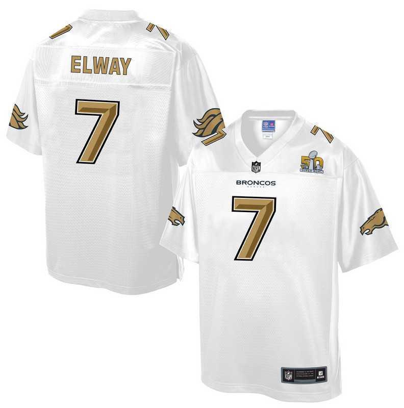 Printed Women Nike Denver Broncos #7 John Elway White NFL Pro Line Super Bowl 50 Fashion Game Jersey