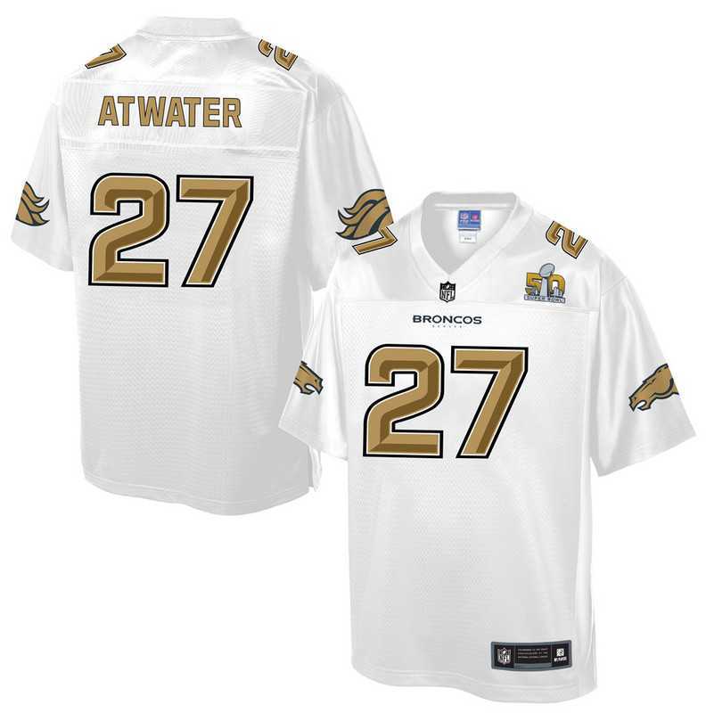 Printed Youth Nike Denver Broncos #27 Steve Atwater White NFL Pro Line Super Bowl 50 Fashion Game Jersey