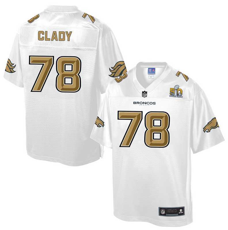 Printed Youth Nike Denver Broncos #78 Ryan Clady White NFL Pro Line Super Bowl 50 Fashion Game Jersey